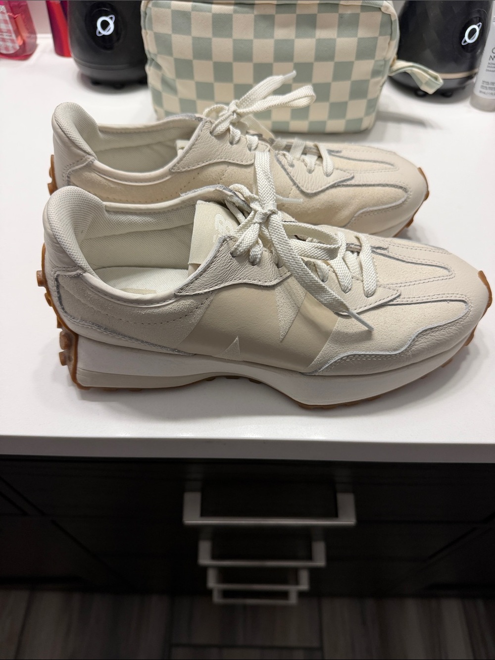 New Balance Women's Cream/Tan Retro Runner Sneakers